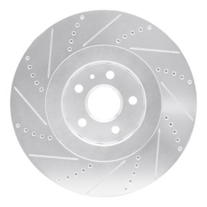 Cadillac CTS Brake Rotor (1) - Front Right - R1 Concepts - Drilled & Slotted - Silver - `09-`15